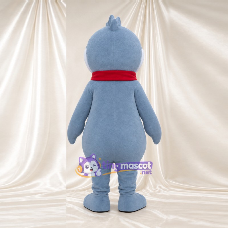 Blue Fantasy Creature Mascot Costume - Red Scarf and White Belly Blue Fantasy Creature Mascot Costume - Red Scarf and White Belly