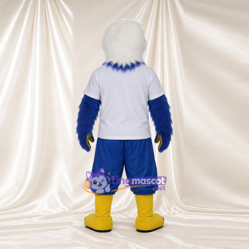 Costume de mascotte Pygargue à tête blanche – bleu – T-shirt (blanc); Pantalon (bleu) Costume de mascotte Pygargue à tête blanche – bleu – T-shirt (blanc); Pantalon (bleu)