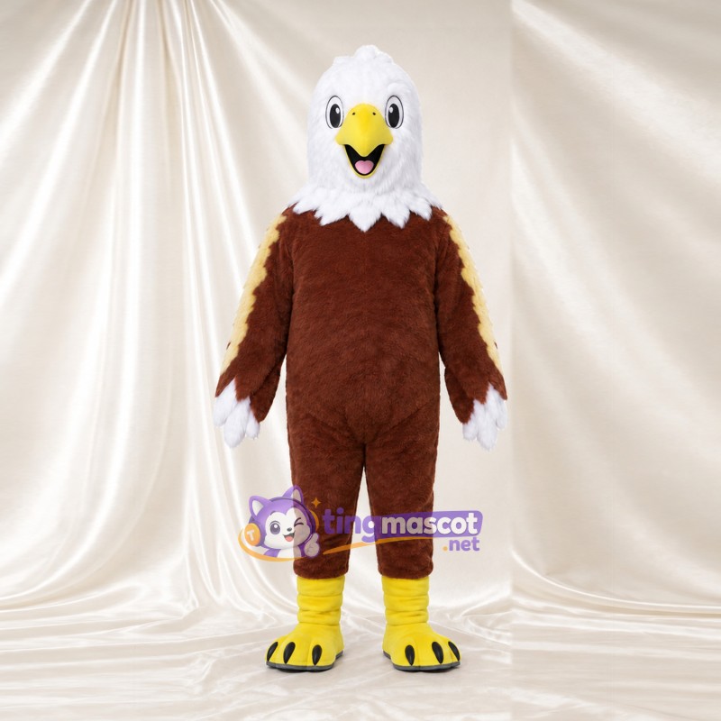 Costume de mascotte Pygargue à tête blanche – brun rouille – Bouts des ailes (long, blanc) Costume de mascotte Pygargue à tête blanche – brun rouille – Bouts des ailes (long, blanc)