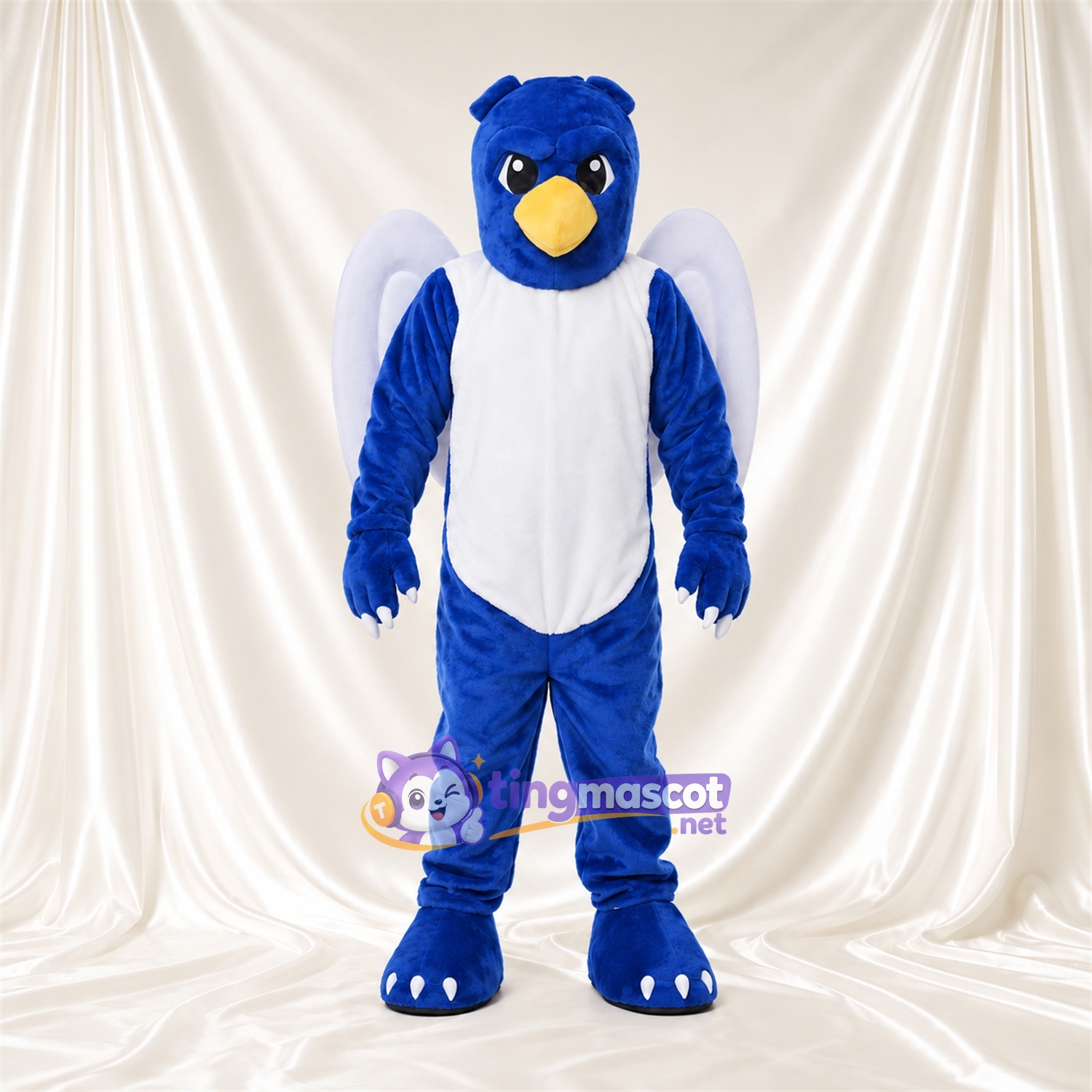 Maskottchenkostüm Adler – blau – Bauch (weiß); Flügel