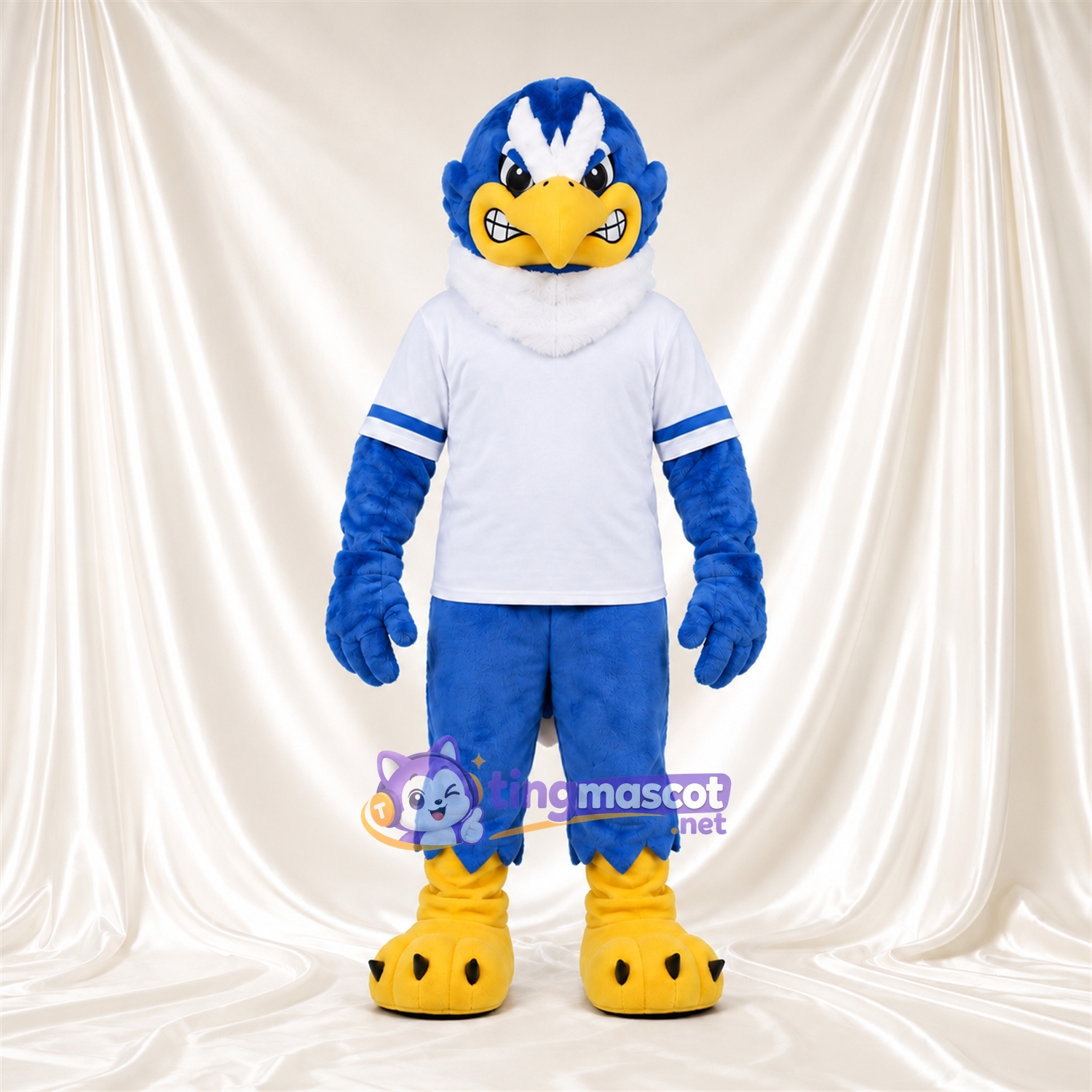 Costume de mascotte Aigle – bleu – Maillot de sport (blanc); Pantalon (bleu) Costume de mascotte Aigle – bleu – Maillot de sport (blanc); Pantalon (bleu)
