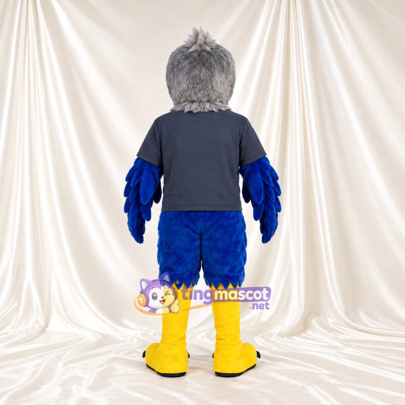 Costume de mascotte Faucon – bleu – T-shirt (gris); Jambes (jaune) Costume de mascotte Faucon – bleu – T-shirt (gris); Jambes (jaune)