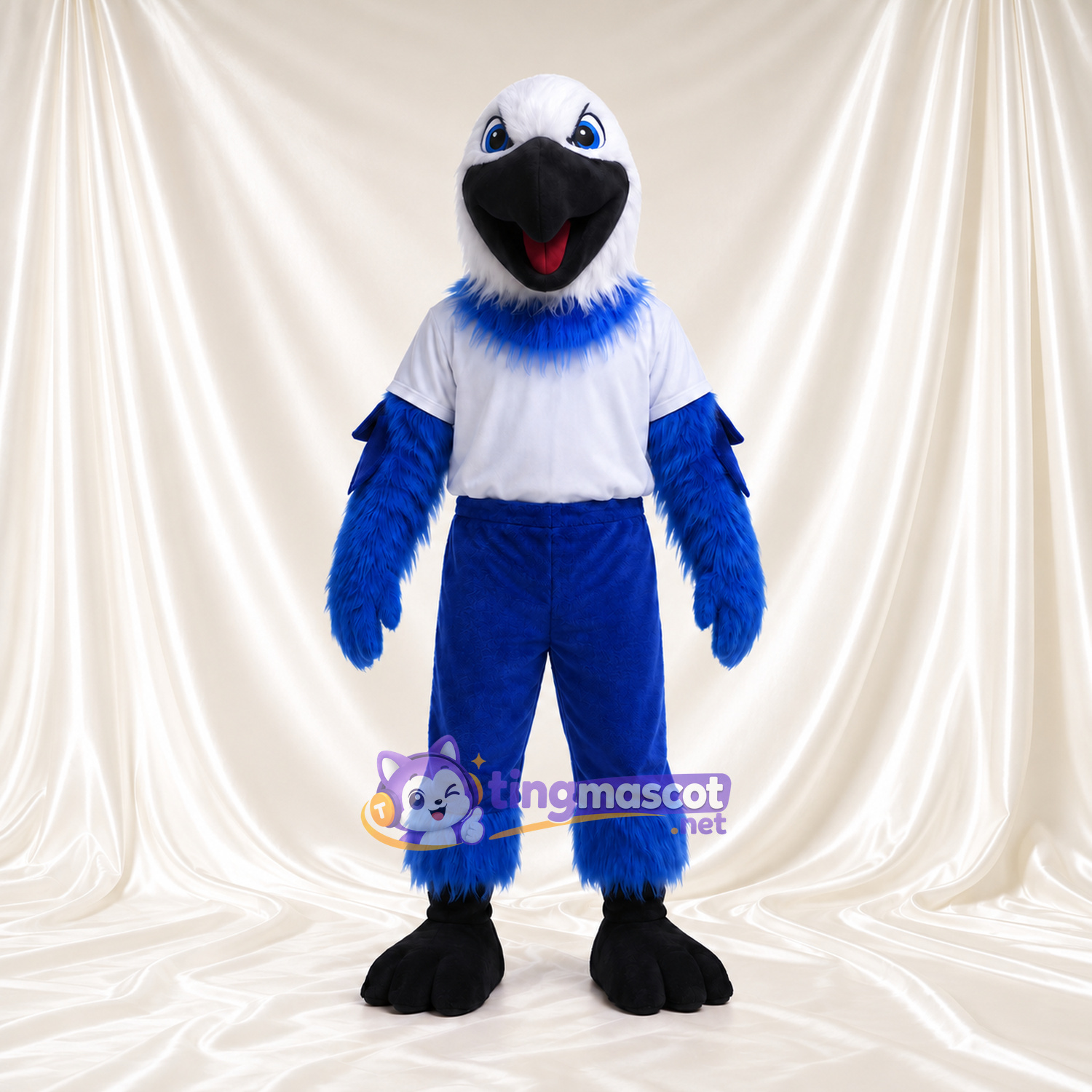 Maskottchenkostüm Rabe – blau – T-Shirt (weiß); Schnabel (schwarz) Maskottchenkostüm Rabe – blau – T-Shirt (weiß); Schnabel (schwarz)