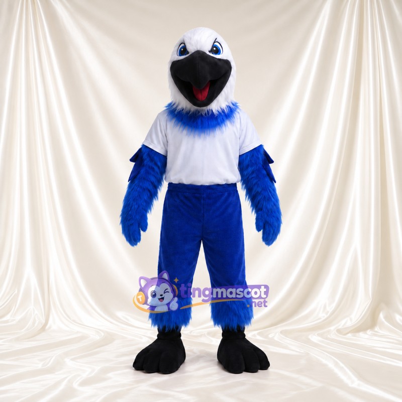 Maskottchenkostüm Rabe – blau – T-Shirt (weiß); Schnabel (schwarz) Maskottchenkostüm Rabe – blau – T-Shirt (weiß); Schnabel (schwarz)