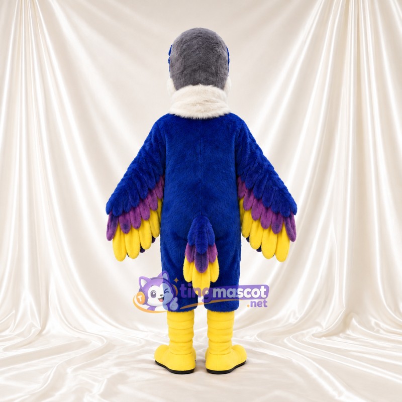 Maskottchenkostüm Papagei – blau – Brust (weiß); Flügelspitzen (mehrfarbig) Maskottchenkostüm Papagei – blau – Brust (weiß); Flügelspitzen (mehrfarbig)