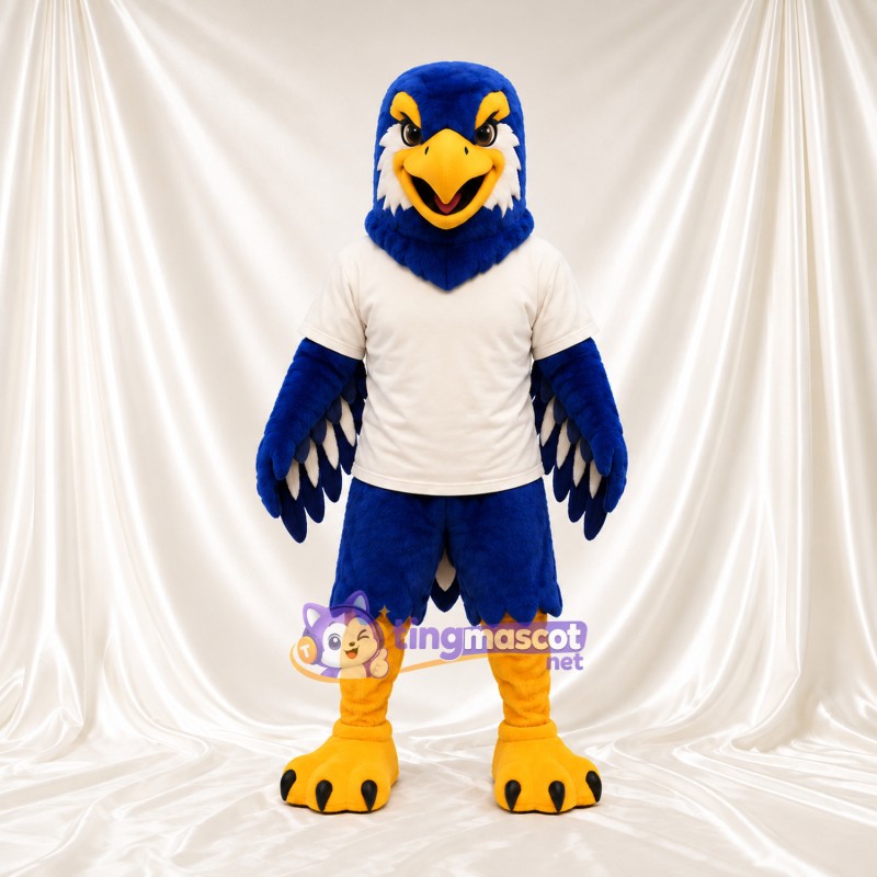 Maskottchenkostüm Adler – blau – T-Shirt (weiß); Flügelfedern (weiß)