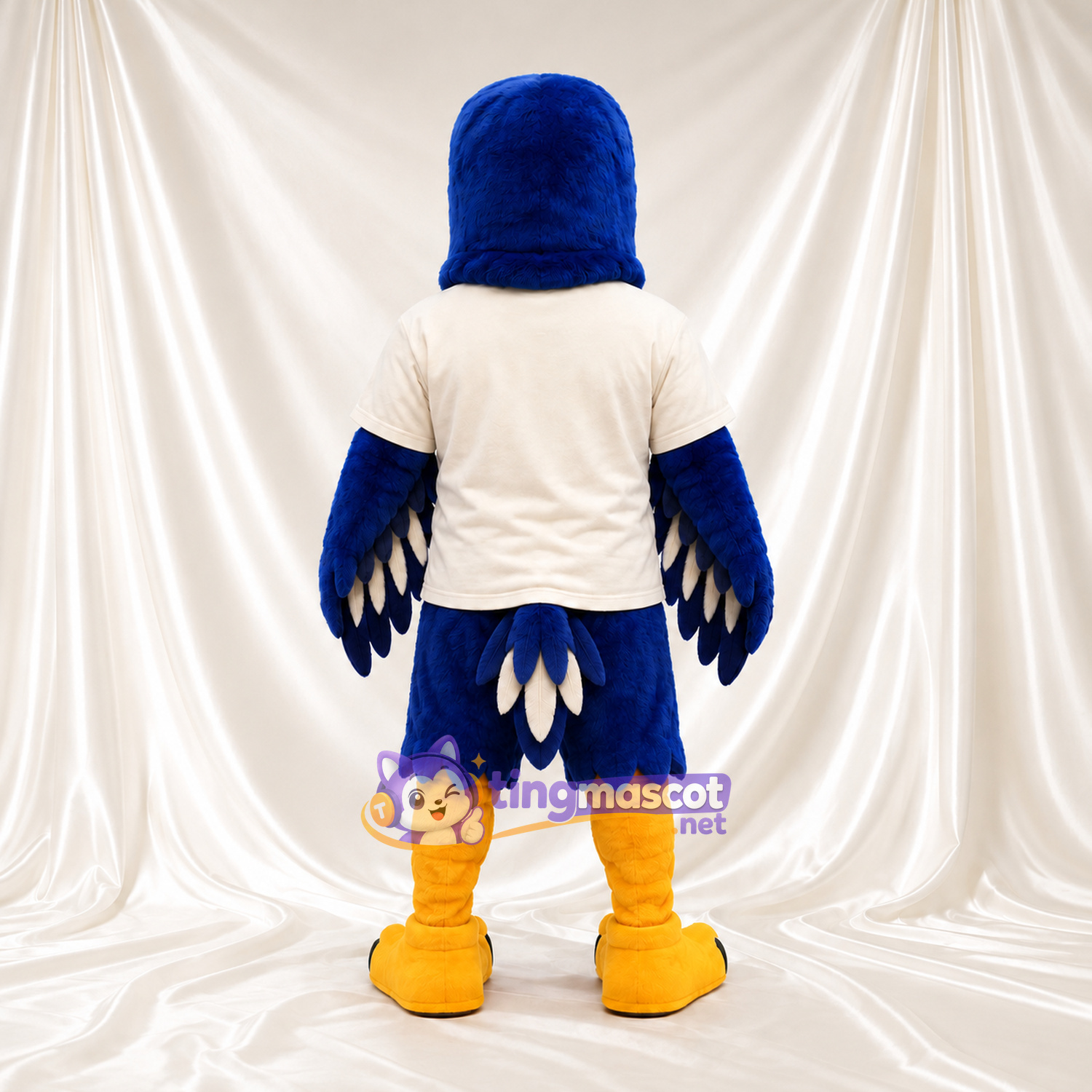 Maskottchenkostüm Adler – blau – T-Shirt (weiß); Flügelfedern (weiß) Maskottchenkostüm Adler – blau – T-Shirt (weiß); Flügelfedern (weiß)