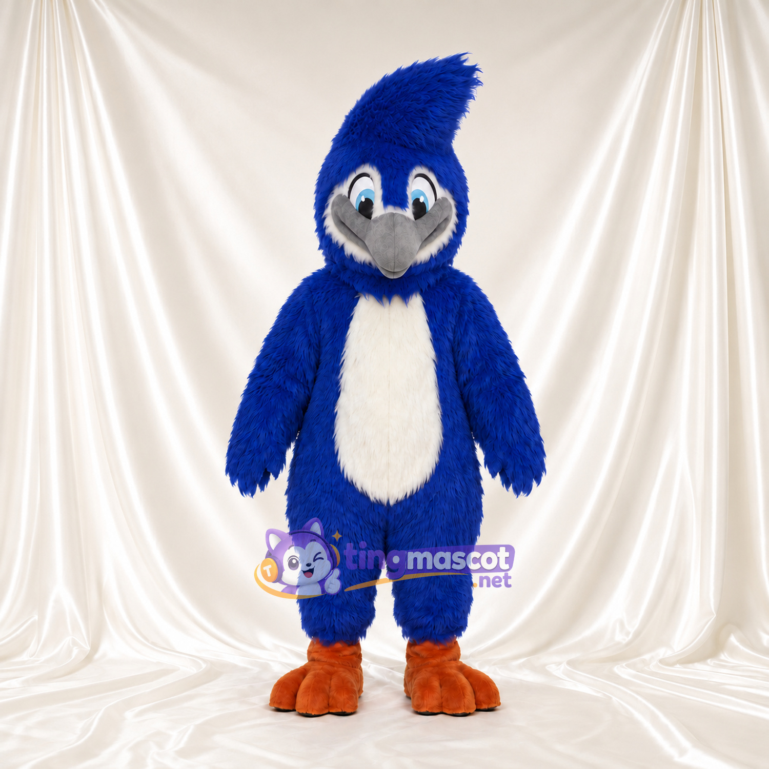 Costume de mascotte Geai bleu – selon la photo – Huppe (relevé vers l’arrière); Ventre (blanc) Costume de mascotte Geai bleu – selon la photo – Huppe (relevé vers l’arrière); Ventre (blanc)