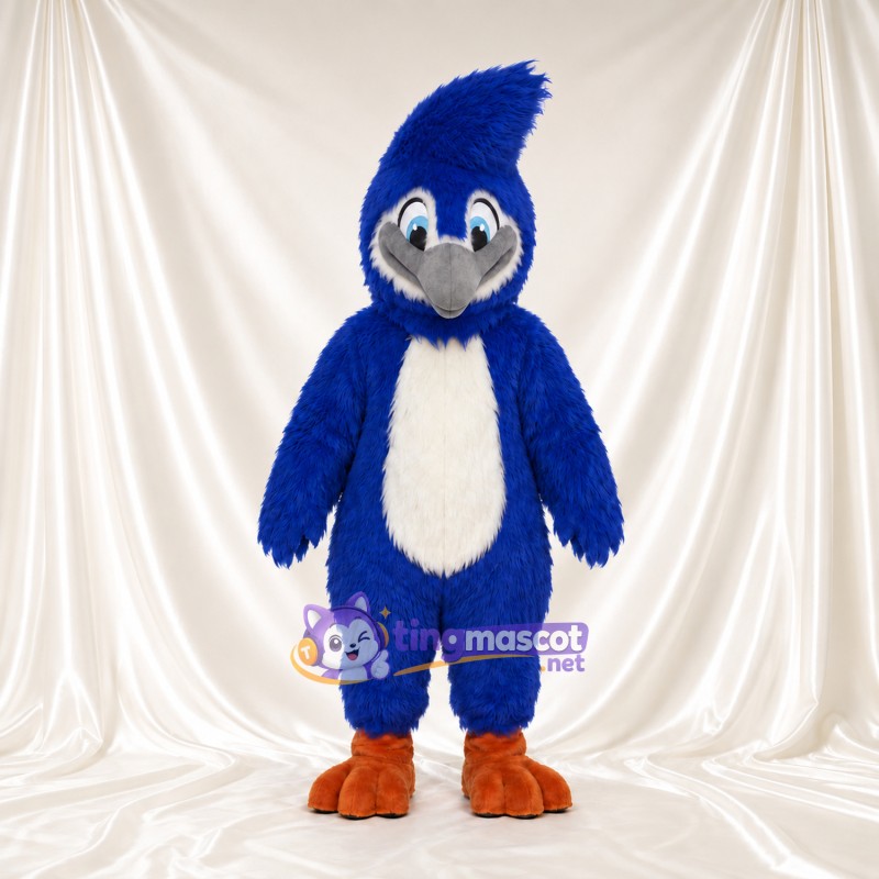 Costume de mascotte Geai bleu – selon la photo – Huppe (relevé vers l’arrière); Ventre (blanc) Costume de mascotte Geai bleu – selon la photo – Huppe (relevé vers l’arrière); Ventre (blanc)