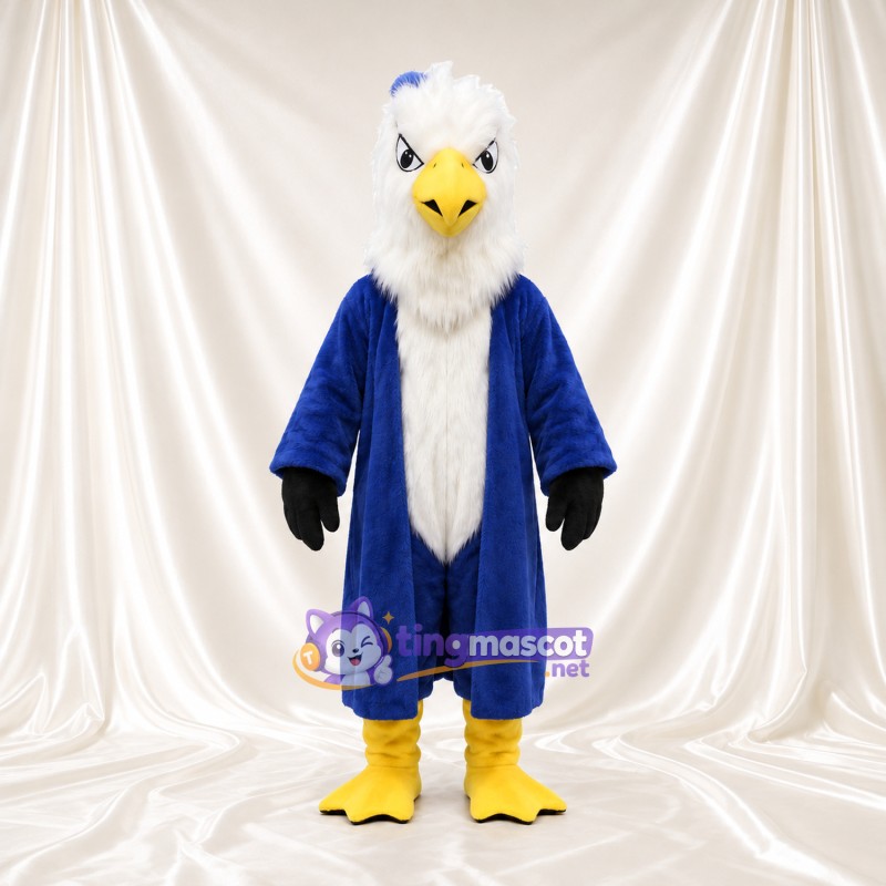 Maskottchenkostüm Weißkopfseeadler – blau – Brust (lang, weiß); Füße (gelb) Maskottchenkostüm Weißkopfseeadler – blau – Brust (lang, weiß); Füße (gelb)