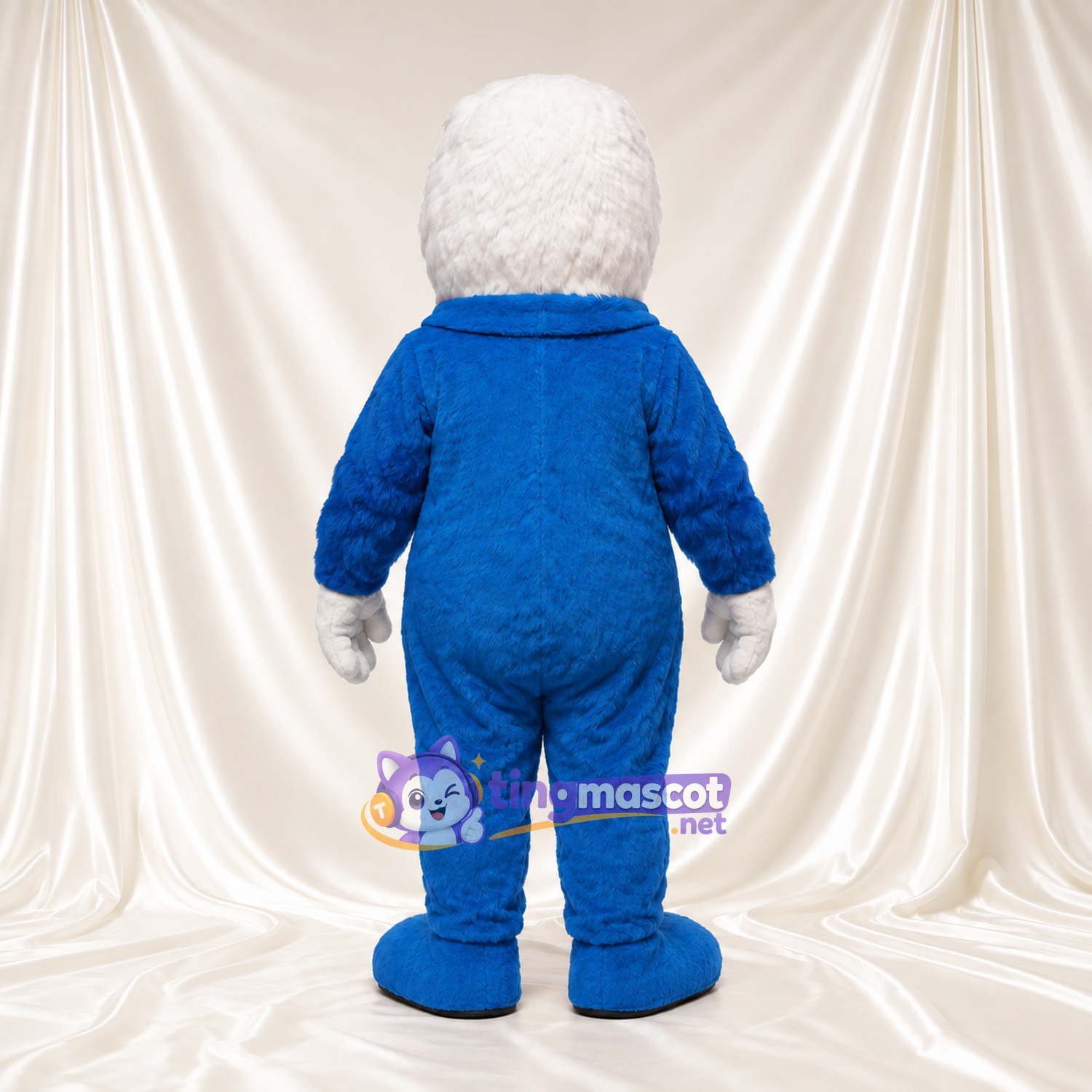 Bald Eagle Mascot Costume - Blue Collared Jumpsuit and White Gloves Bald Eagle Mascot Costume - Blue Collared Jumpsuit and White Gloves