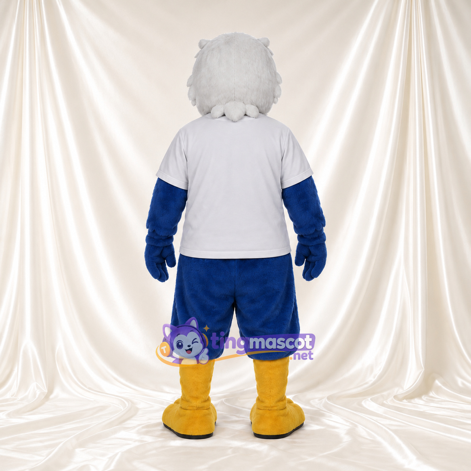 Costume de mascotte Pygargue à tête blanche – bleu – T-shirt (blanc); Pantalon (raccourci, bleu) Costume de mascotte Pygargue à tête blanche – bleu – T-shirt (blanc); Pantalon (raccourci, bleu)
