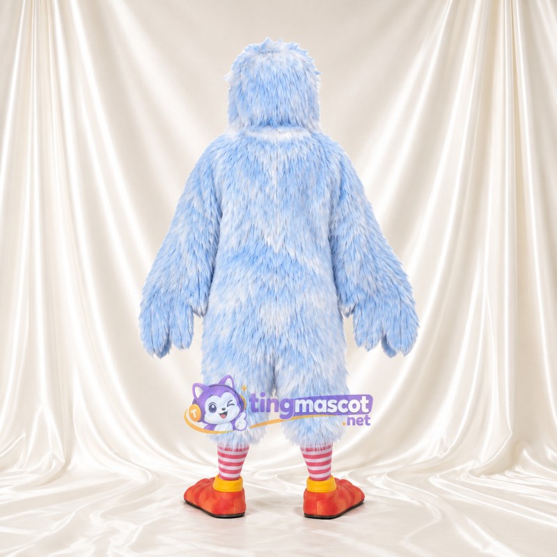 Costume de mascotte Aigle – bleu clair – Plumes (hirsute); Pieds (orange)