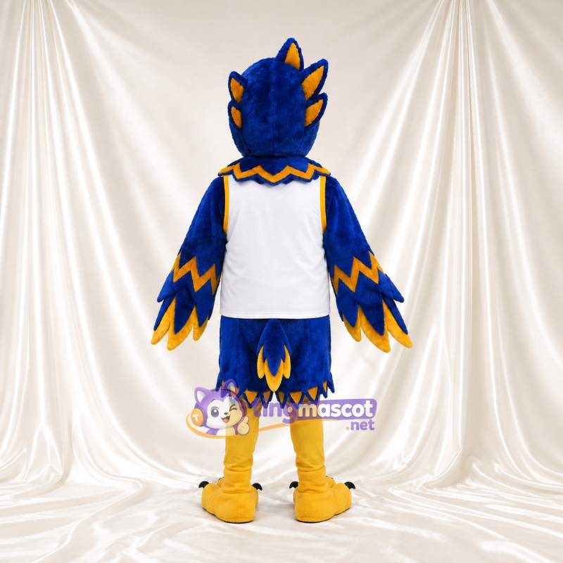 Costume de mascotte Aigle – bleu – Gilet (blanc); Bords des ailes (jaune) Costume de mascotte Aigle – bleu – Gilet (blanc); Bords des ailes (jaune)