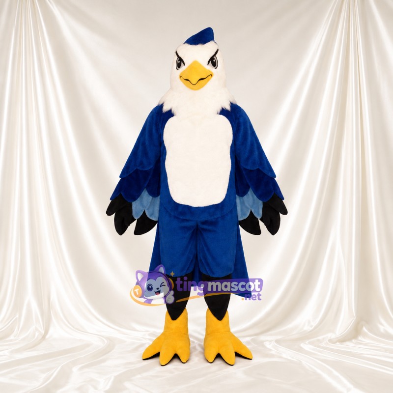 Maskottchenkostüm Weißkopfseeadler – blau – Bauch (weiß); Flügelspitzen (schwarz) Maskottchenkostüm Weißkopfseeadler – blau – Bauch (weiß); Flügelspitzen (schwarz)