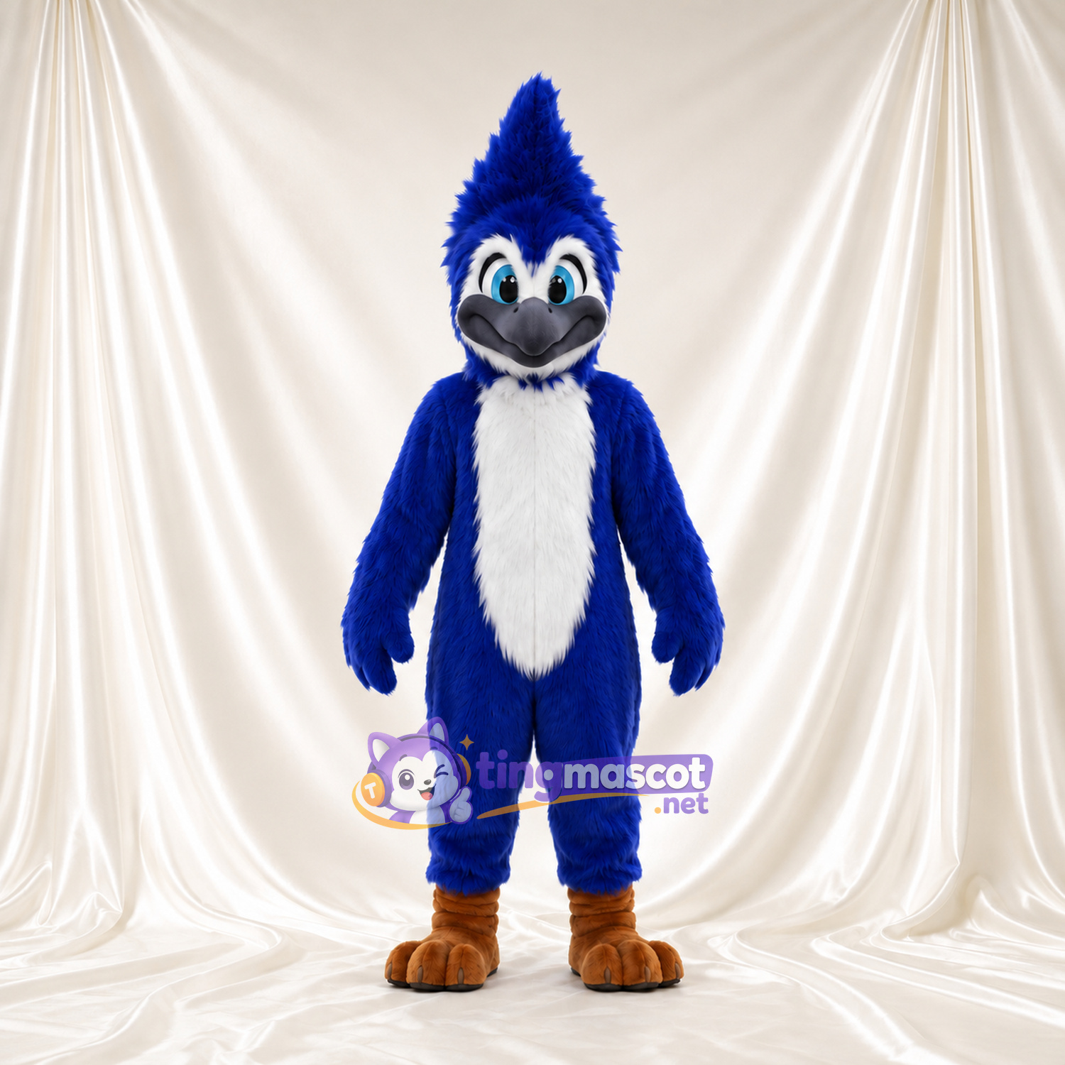 Costume de mascotte Geai bleu – selon la photo – Huppe (haut, pointu); Ventre (blanc) Costume de mascotte Geai bleu – selon la photo – Huppe (haut, pointu); Ventre (blanc)