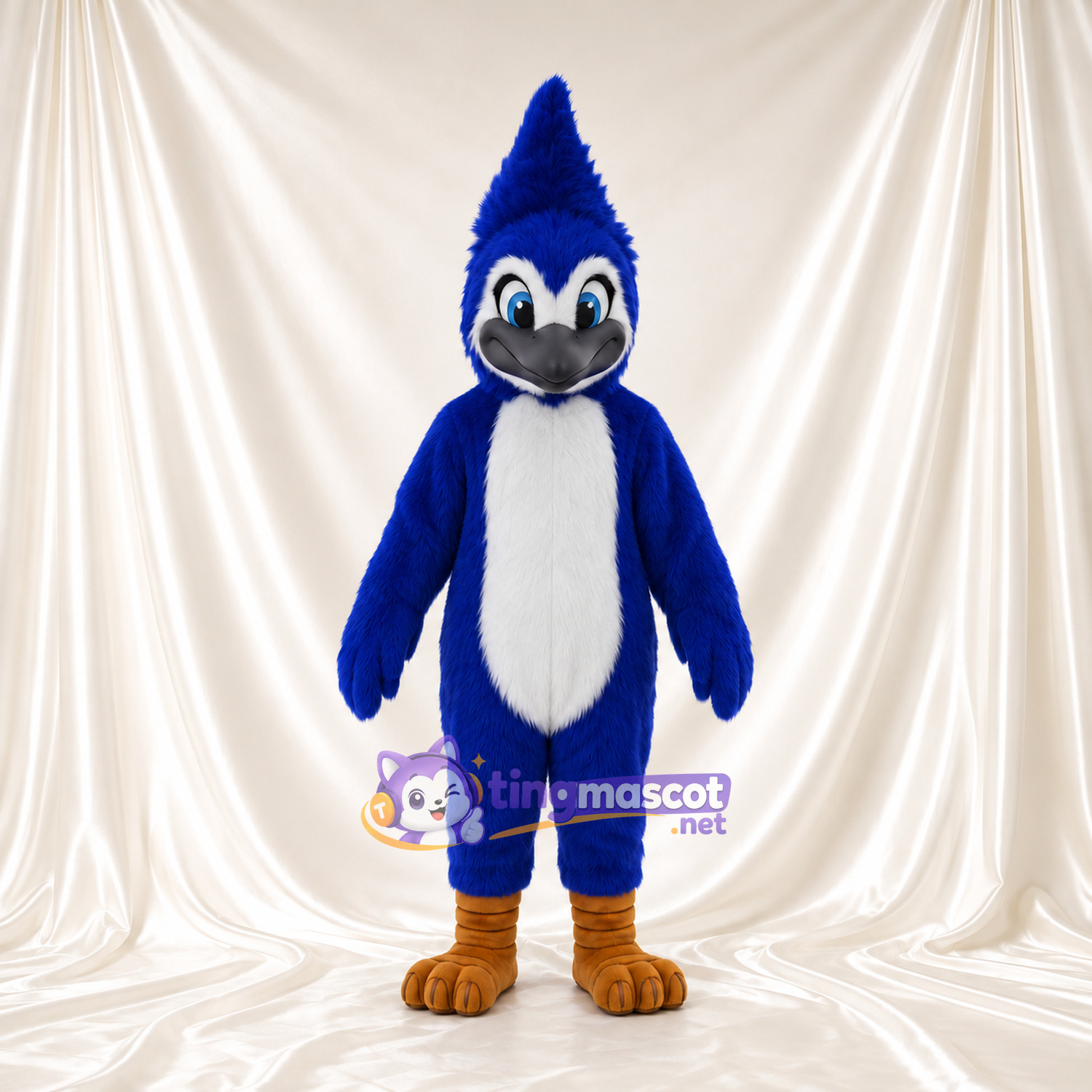 Costume de mascotte Geai bleu – selon la photo – Huppe (pointu); Pieds (marron) Costume de mascotte Geai bleu – selon la photo – Huppe (pointu); Pieds (marron)
