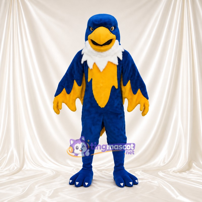 Costume de mascotte Aigle – bleu – Cou (blanc); Torse (jaune) Costume de mascotte Aigle – bleu – Cou (blanc); Torse (jaune)