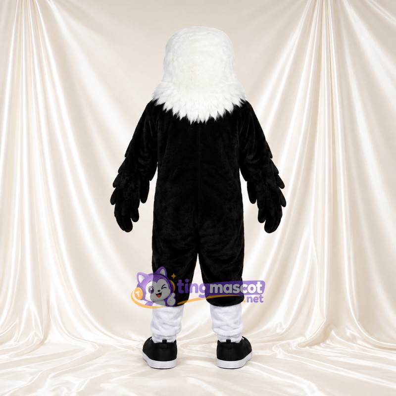 Black Bald Eagle Mascot Costume - Blue Eyes and Black Sneakers Black Bald Eagle Mascot Costume - Blue Eyes and Black Sneakers