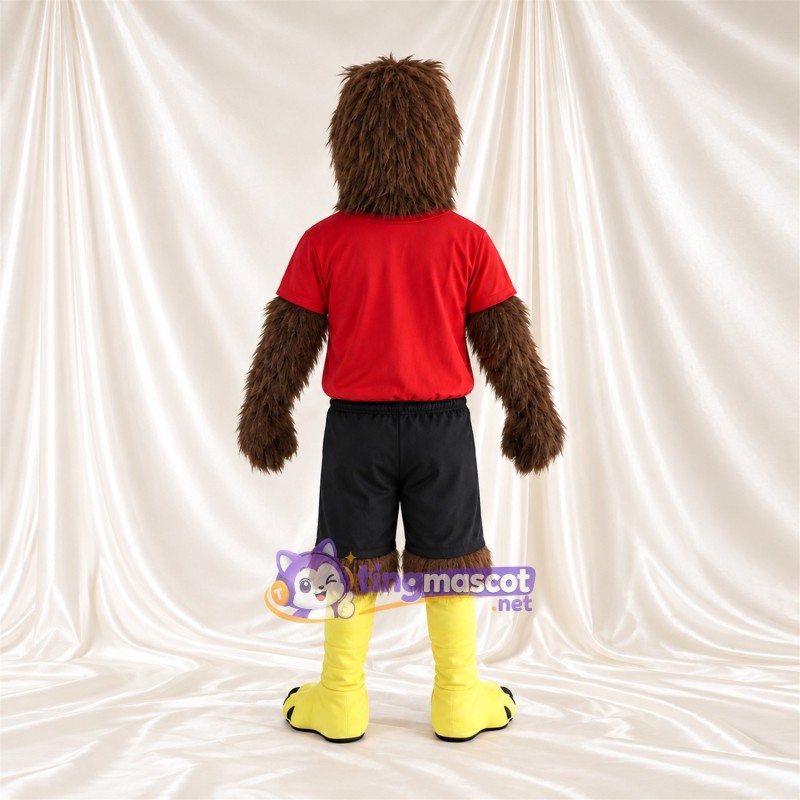 Costume de mascotte Faucon – marron – T-shirt (rouge); Short (noir)