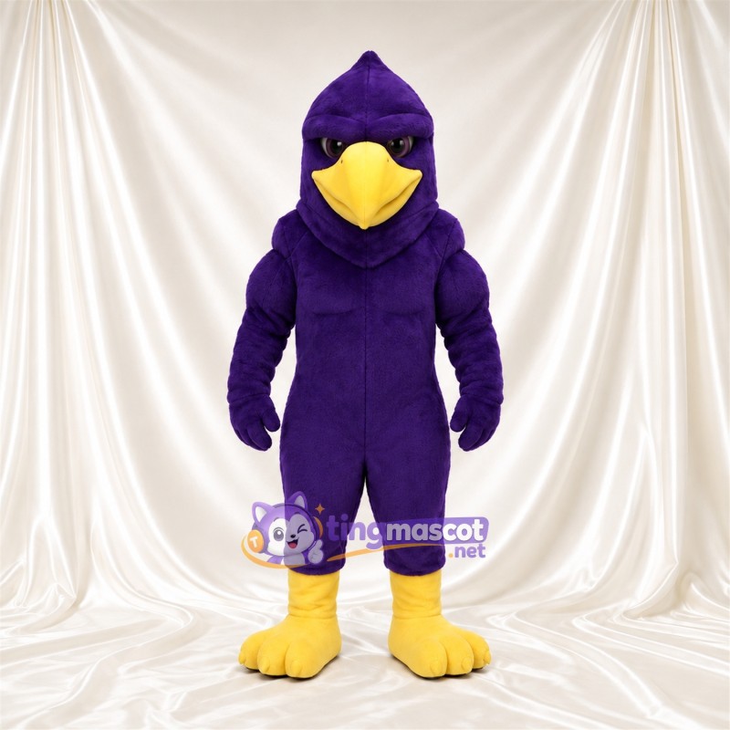 Maskottchenkostüm Adler – violett – Kopf (spitz); Schnabel (gelb)