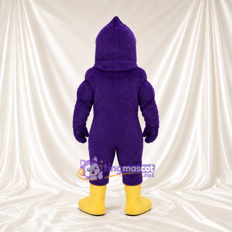 Maskottchenkostüm Adler – violett – Kopf (spitz); Schnabel (gelb) Maskottchenkostüm Adler – violett – Kopf (spitz); Schnabel (gelb)