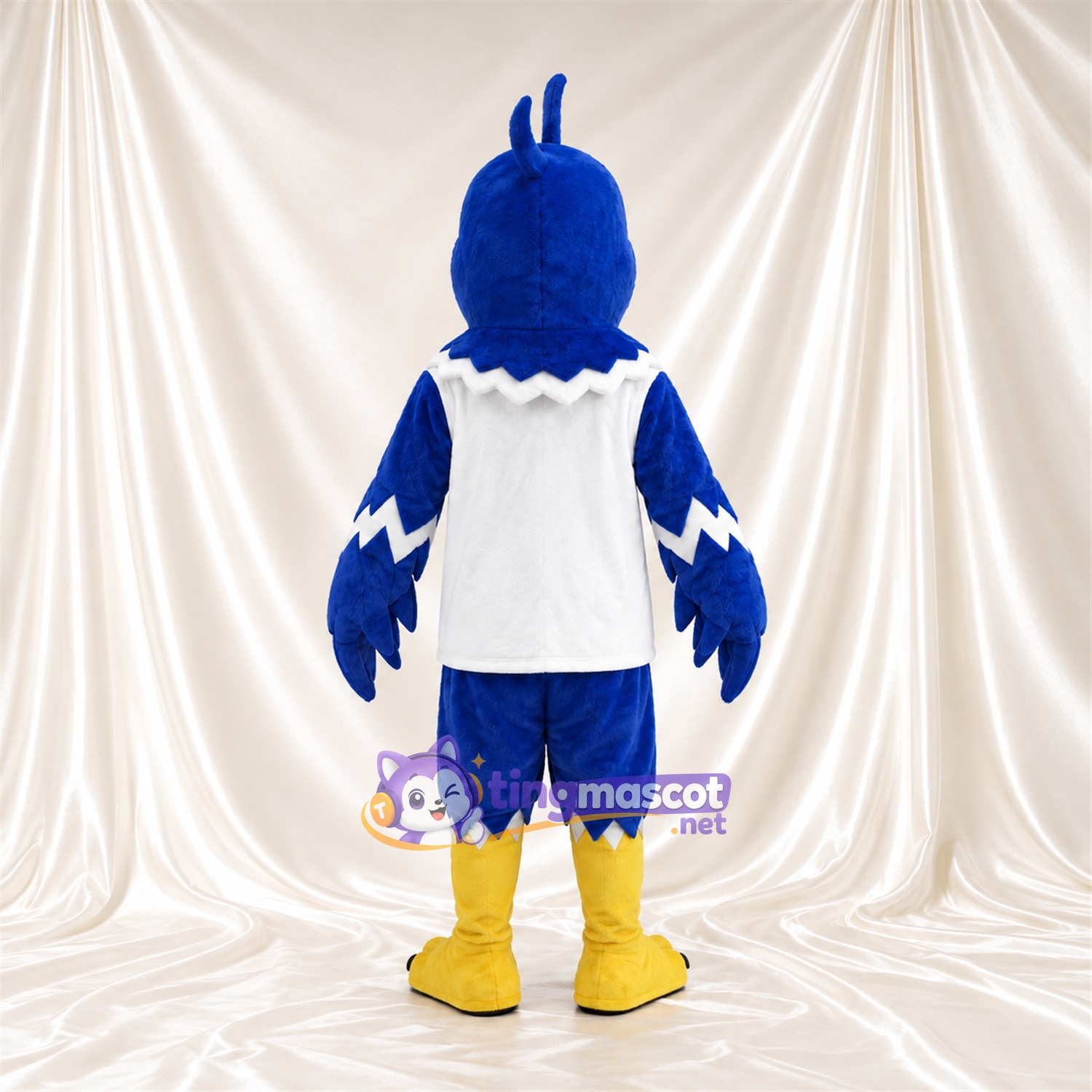 Costume de mascotte Aigle – bleu – Gilet de sport (blanc); Rayures