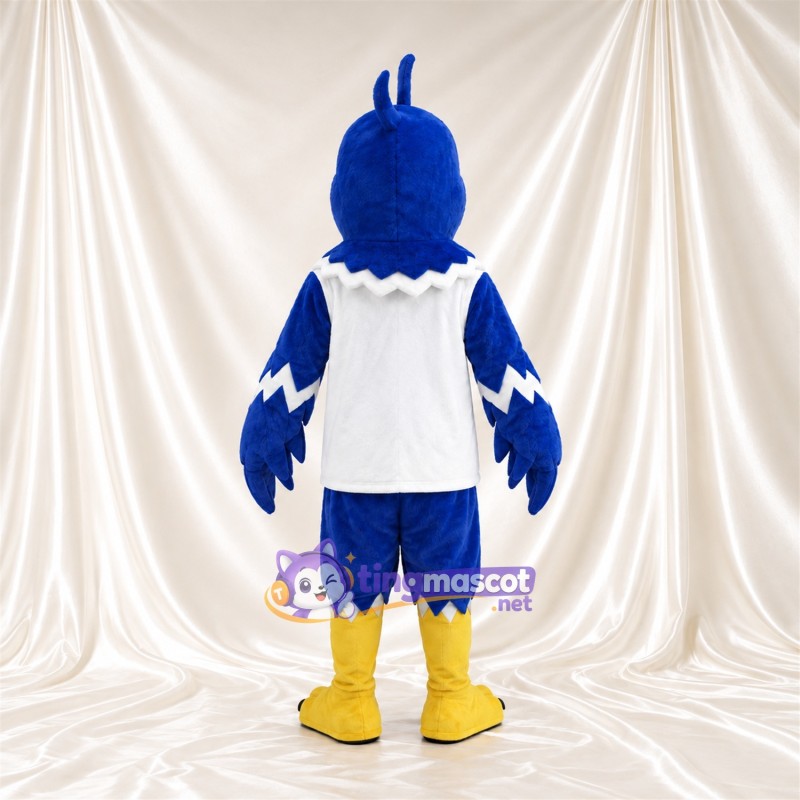 Costume de mascotte Aigle – bleu – Gilet de sport (blanc); Rayures