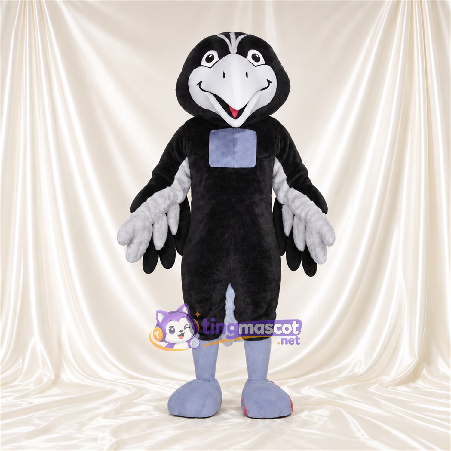 Maskottchenkostüm Rabe – schwarz – Gesicht (grau); Füße (grau) Maskottchenkostüm Rabe – schwarz – Gesicht (grau); Füße (grau)
