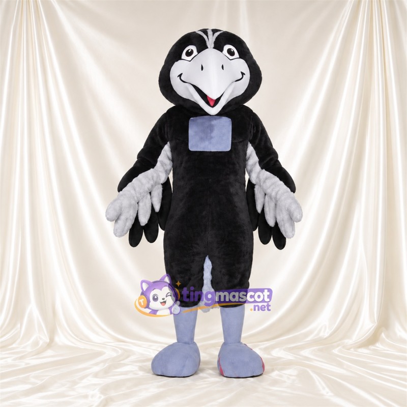 Maskottchenkostüm Rabe – schwarz – Gesicht (grau); Füße (grau) Maskottchenkostüm Rabe – schwarz – Gesicht (grau); Füße (grau)