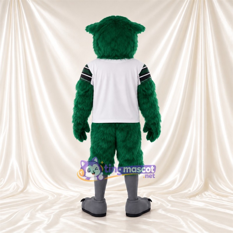 Maskottchenkostüm Rabe – grün – Sportshirt (weiß); Füße (grau) Maskottchenkostüm Rabe – grün – Sportshirt (weiß); Füße (grau)
