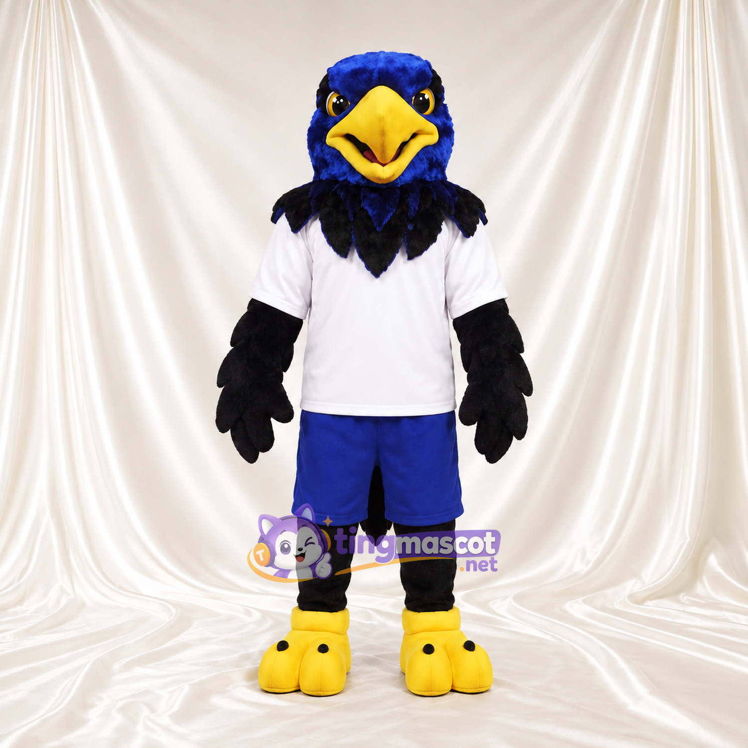 Maskottchenkostüm Adler – blau – T-Shirt (weiß); Shorts (blau) Maskottchenkostüm Adler – blau – T-Shirt (weiß); Shorts (blau)