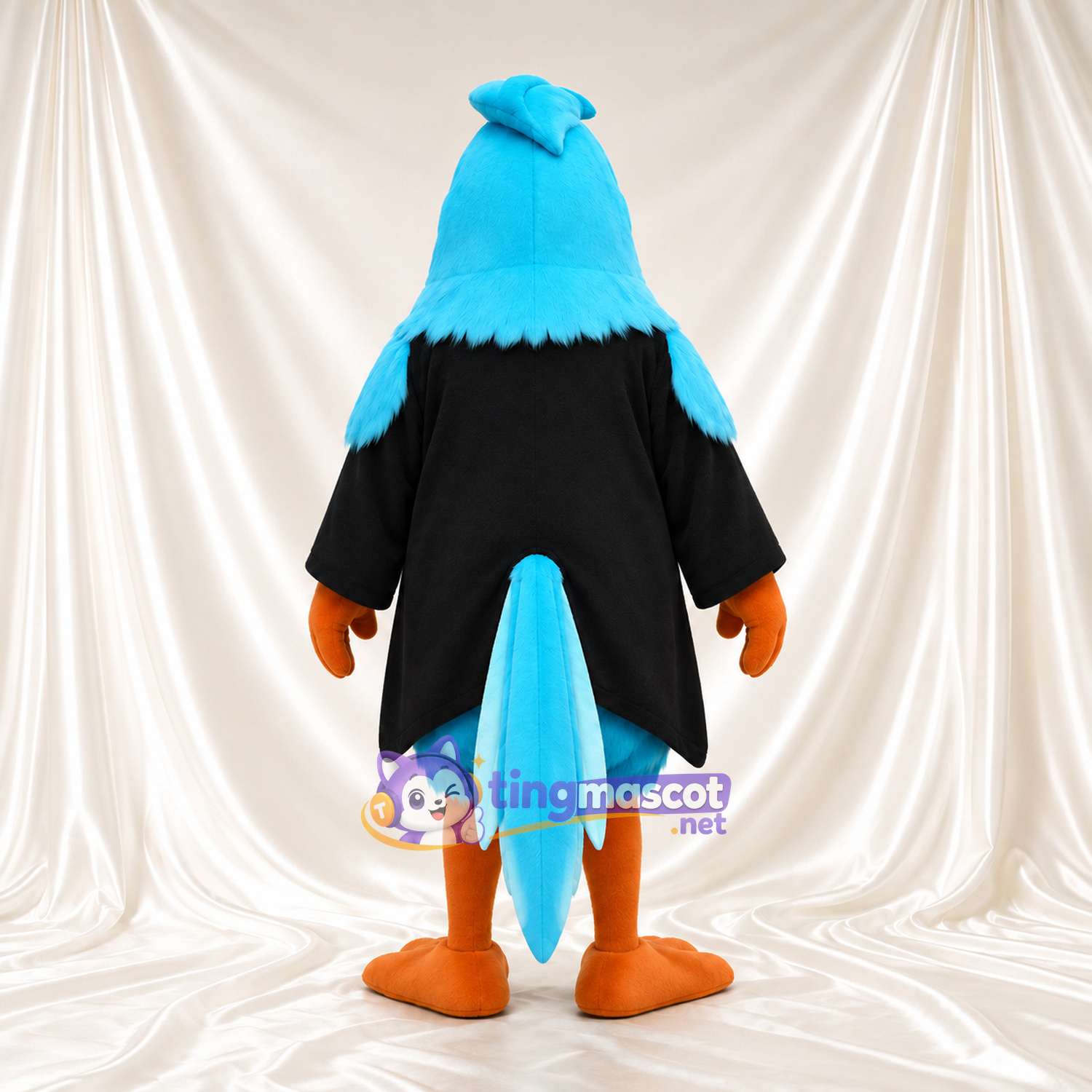 Costume de mascotte Canard – turquoise – Veste (noir); Pieds (orange) Costume de mascotte Canard – turquoise – Veste (noir); Pieds (orange)
