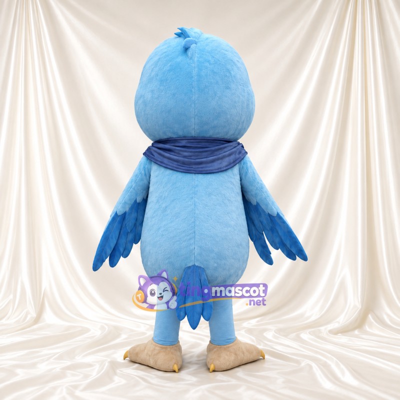 Costume de mascotte Oiseau – bleu clair – Bandana (bleu); Pieds (crème)