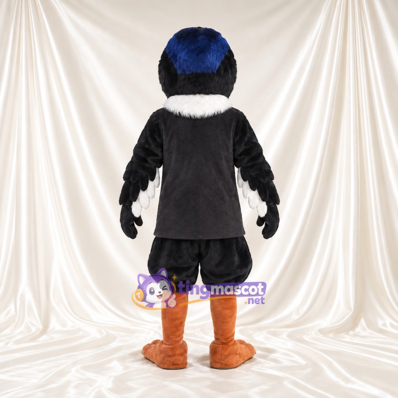 Black Hawk Mascot Costume - Black Sports Outfit and Orange Beak Black Hawk Mascot Costume - Black Sports Outfit and Orange Beak