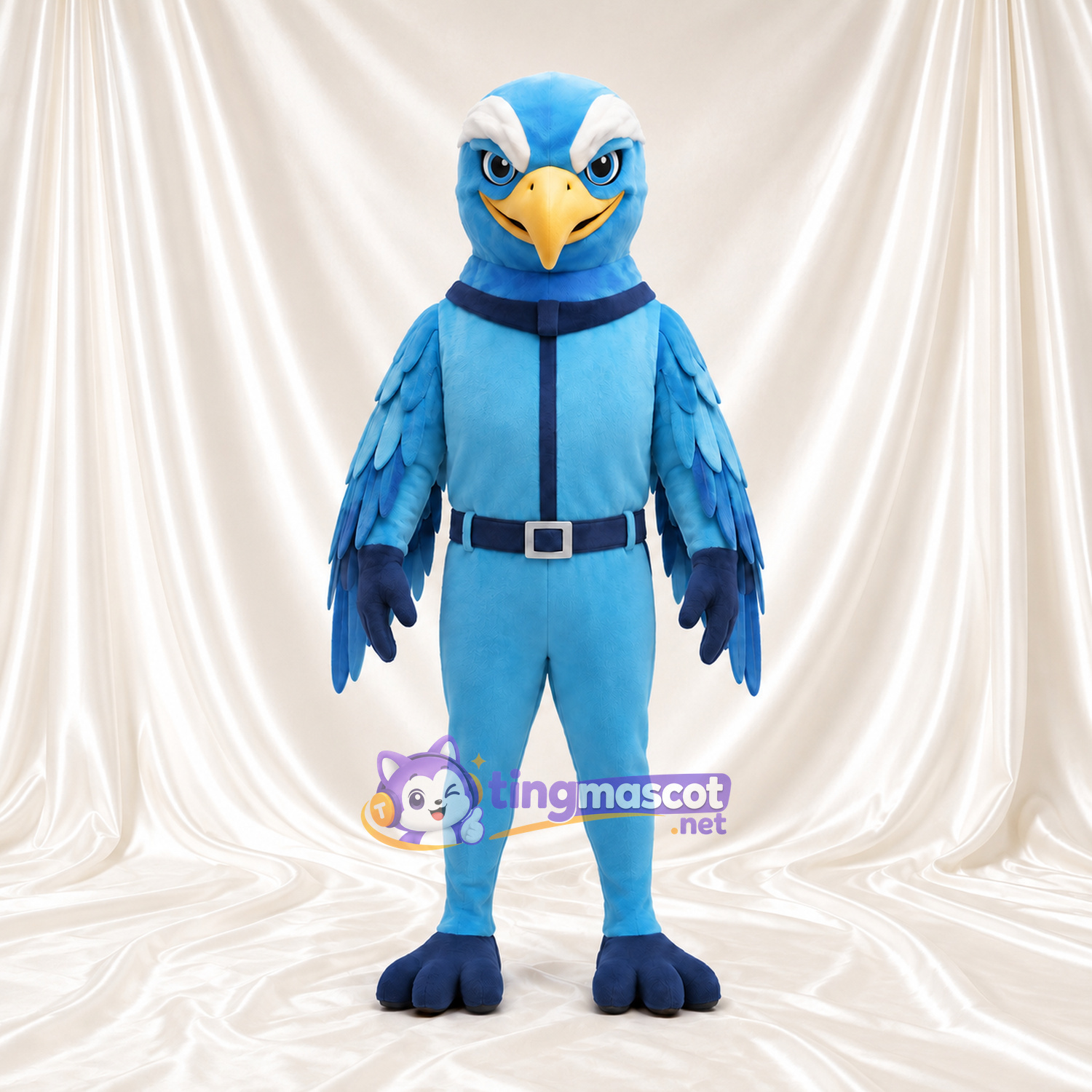 Costume de mascotte Aigle – bleu – Ceinture (noir); Ailes (à plumes) Costume de mascotte Aigle – bleu – Ceinture (noir); Ailes (à plumes)