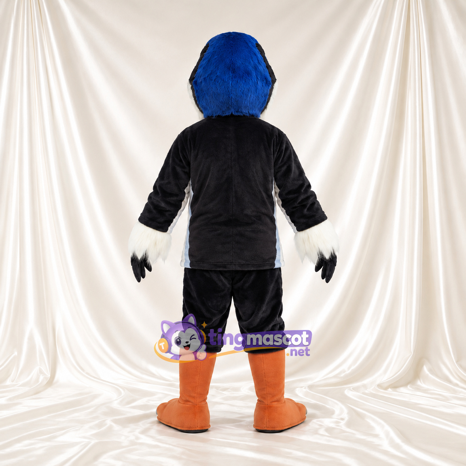 Black Hawk Mascot Costume - White Wing Cuffs and Orange Feet Black Hawk Mascot Costume - White Wing Cuffs and Orange Feet