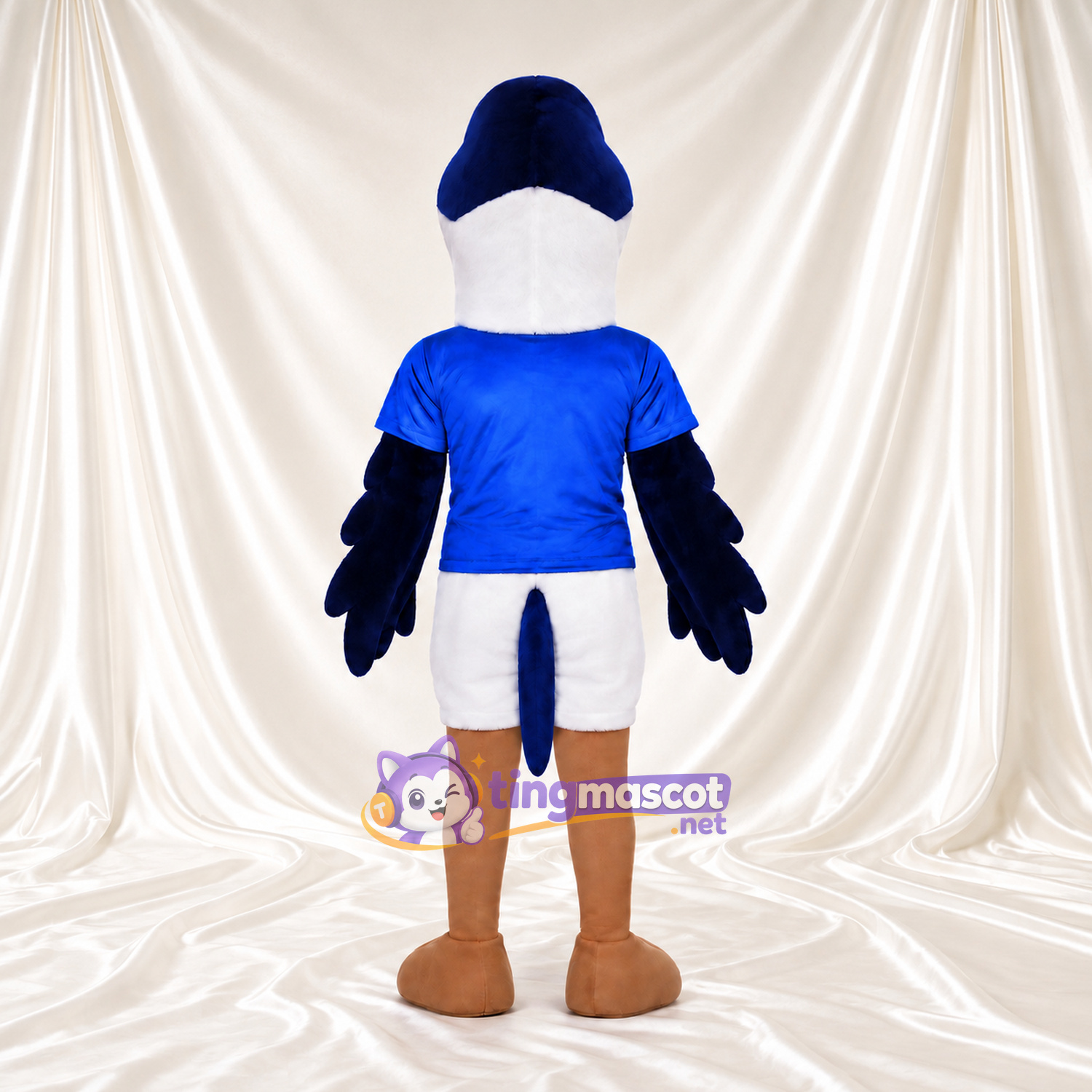Costume de mascotte Aigle – bleu / blanc – T-shirt (bleu); Short (blanc) Costume de mascotte Aigle – bleu / blanc – T-shirt (bleu); Short (blanc)