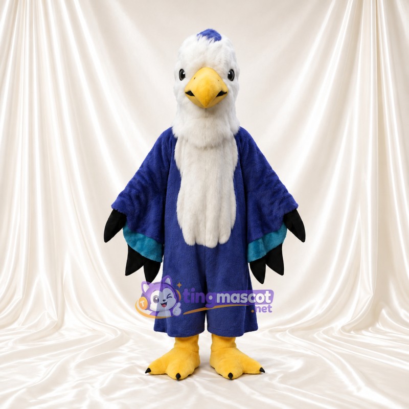 Maskottchenkostüm Weißkopfseeadler – blau – Brust (weiß); Flügelspitzen (schwarz) Maskottchenkostüm Weißkopfseeadler – blau – Brust (weiß); Flügelspitzen (schwarz)