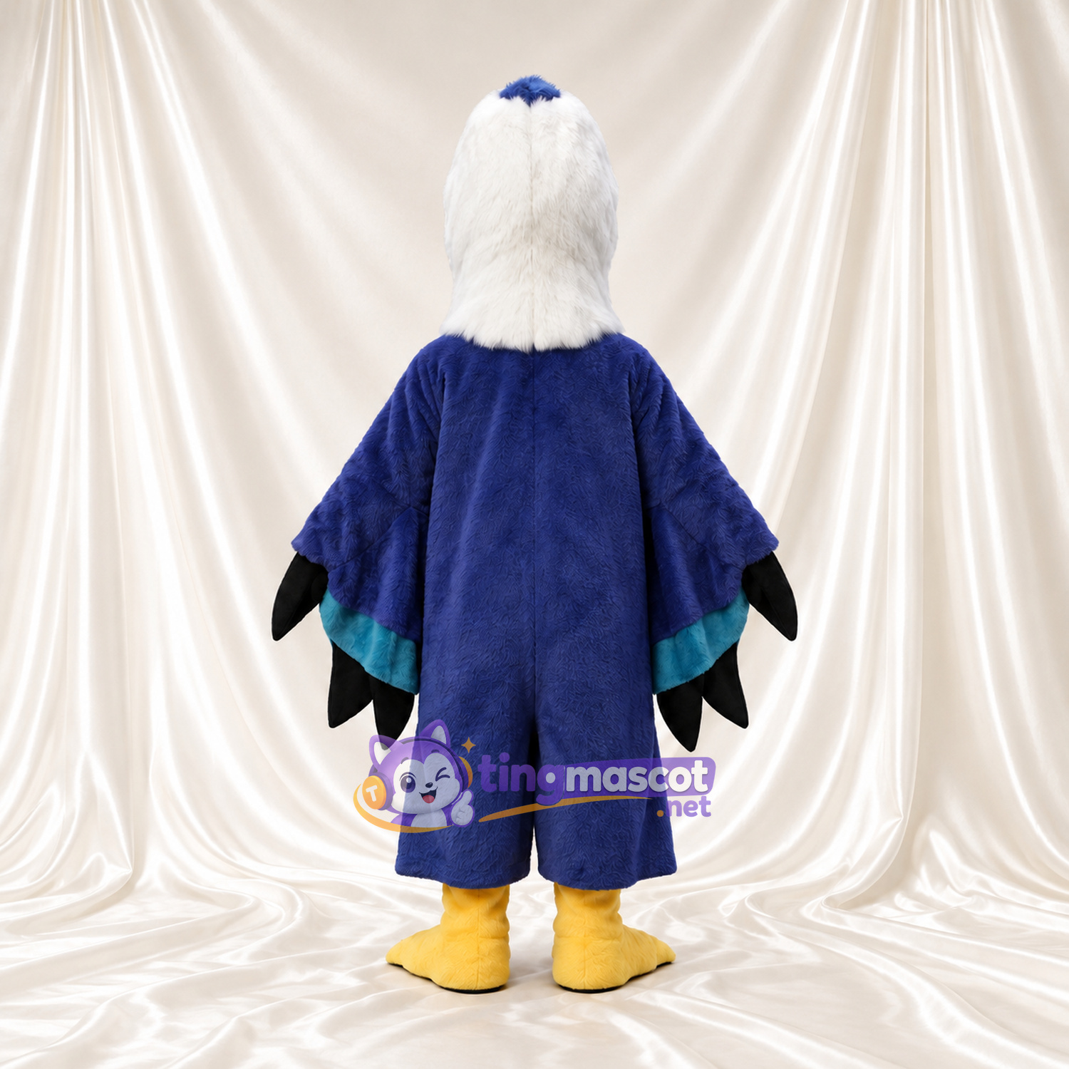 Maskottchenkostüm Weißkopfseeadler – blau – Brust (weiß); Flügelspitzen (schwarz) Maskottchenkostüm Weißkopfseeadler – blau – Brust (weiß); Flügelspitzen (schwarz)