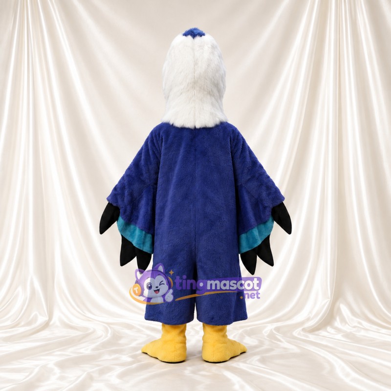 Maskottchenkostüm Weißkopfseeadler – blau – Brust (weiß); Flügelspitzen (schwarz) Maskottchenkostüm Weißkopfseeadler – blau – Brust (weiß); Flügelspitzen (schwarz)