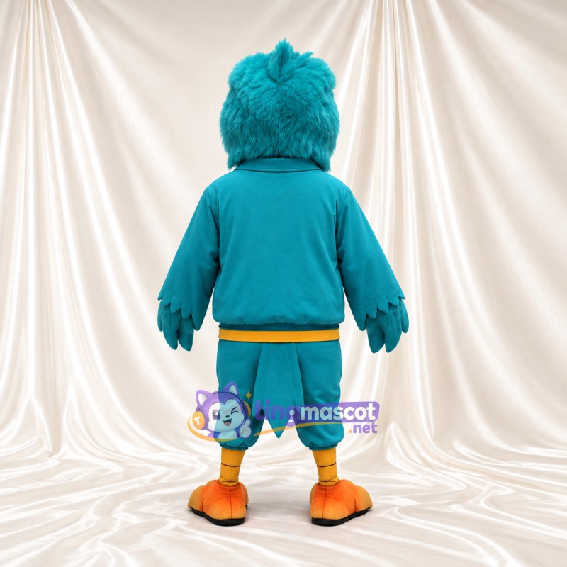 Costume de mascotte Aigle – turquoise – Survêtement (bleu canard); Pieds (orange) Costume de mascotte Aigle – turquoise – Survêtement (bleu canard); Pieds (orange)