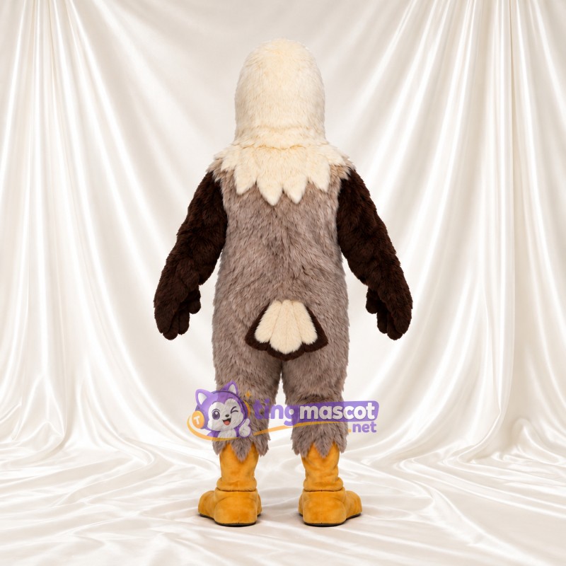 Costume de mascotte Pygargue à tête blanche – gris / marron – Tête (crème); Pieds (orange) Costume de mascotte Pygargue à tête blanche – gris / marron – Tête (crème); Pieds (orange)
