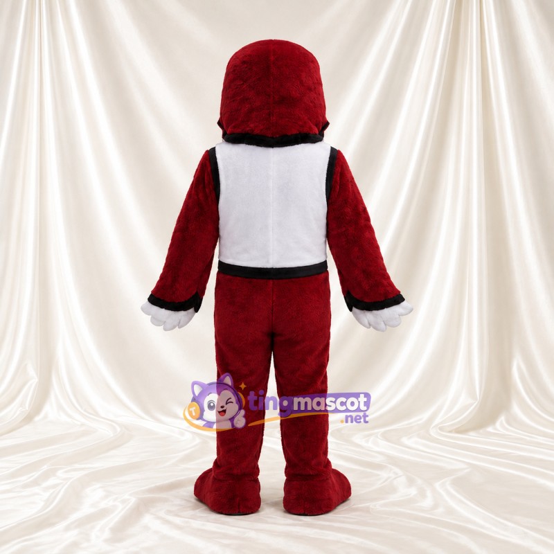 Costume de mascotte Aigle – bordeaux foncé – Gilet de sport (blanc); Bec (blanc) Costume de mascotte Aigle – bordeaux foncé – Gilet de sport (blanc); Bec (blanc)