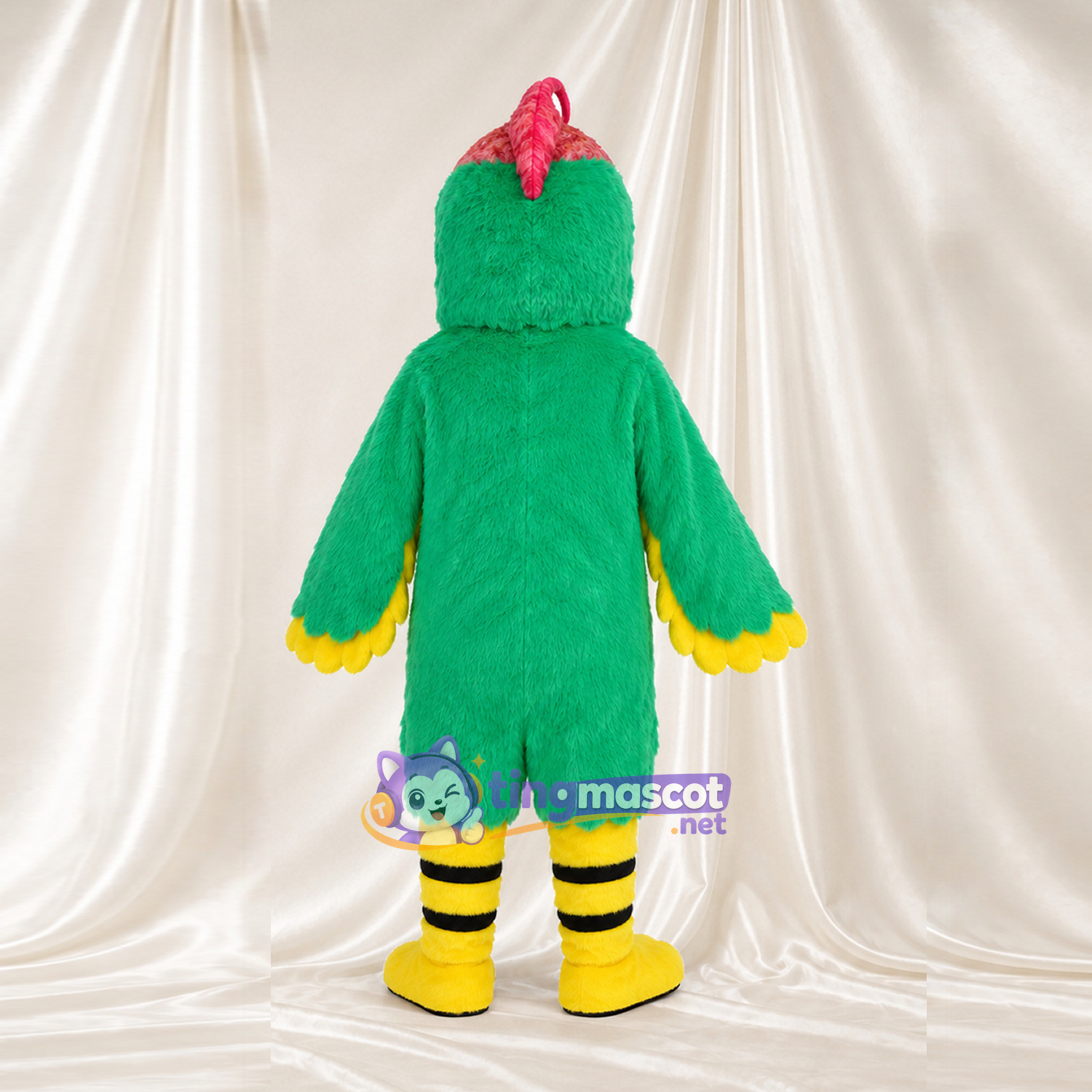 Costume de mascotte Perroquet – vert – Bandana (rouge); Tache autour d’un œil Costume de mascotte Perroquet – vert – Bandana (rouge); Tache autour d’un œil