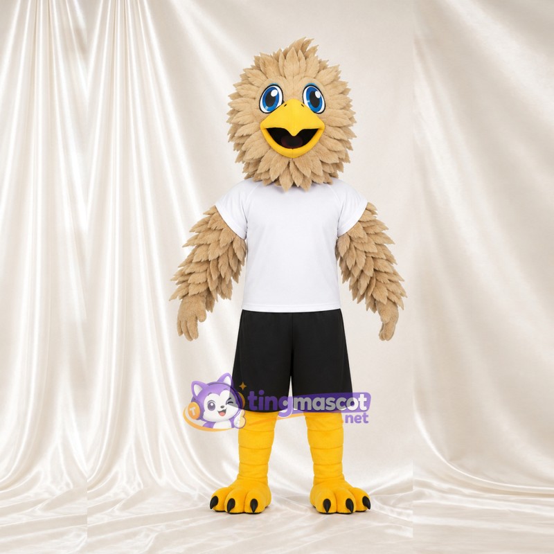 Beige Bird Mascot Costume - White T-Shirt and Black Shorts Beige Bird Mascot Costume - White T-Shirt and Black Shorts
