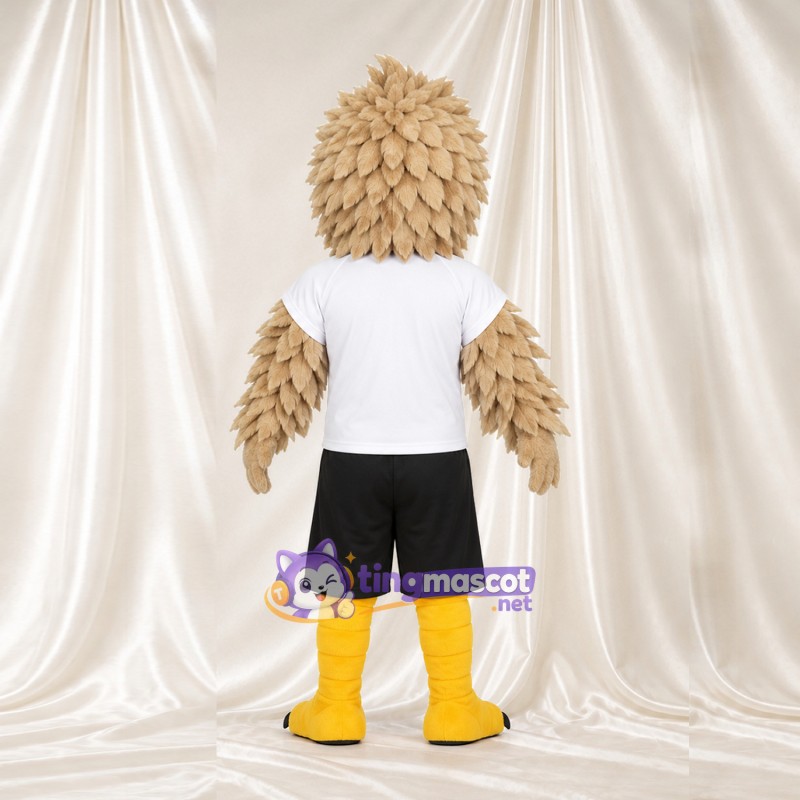 Beige Bird Mascot Costume - White T-Shirt and Black Shorts