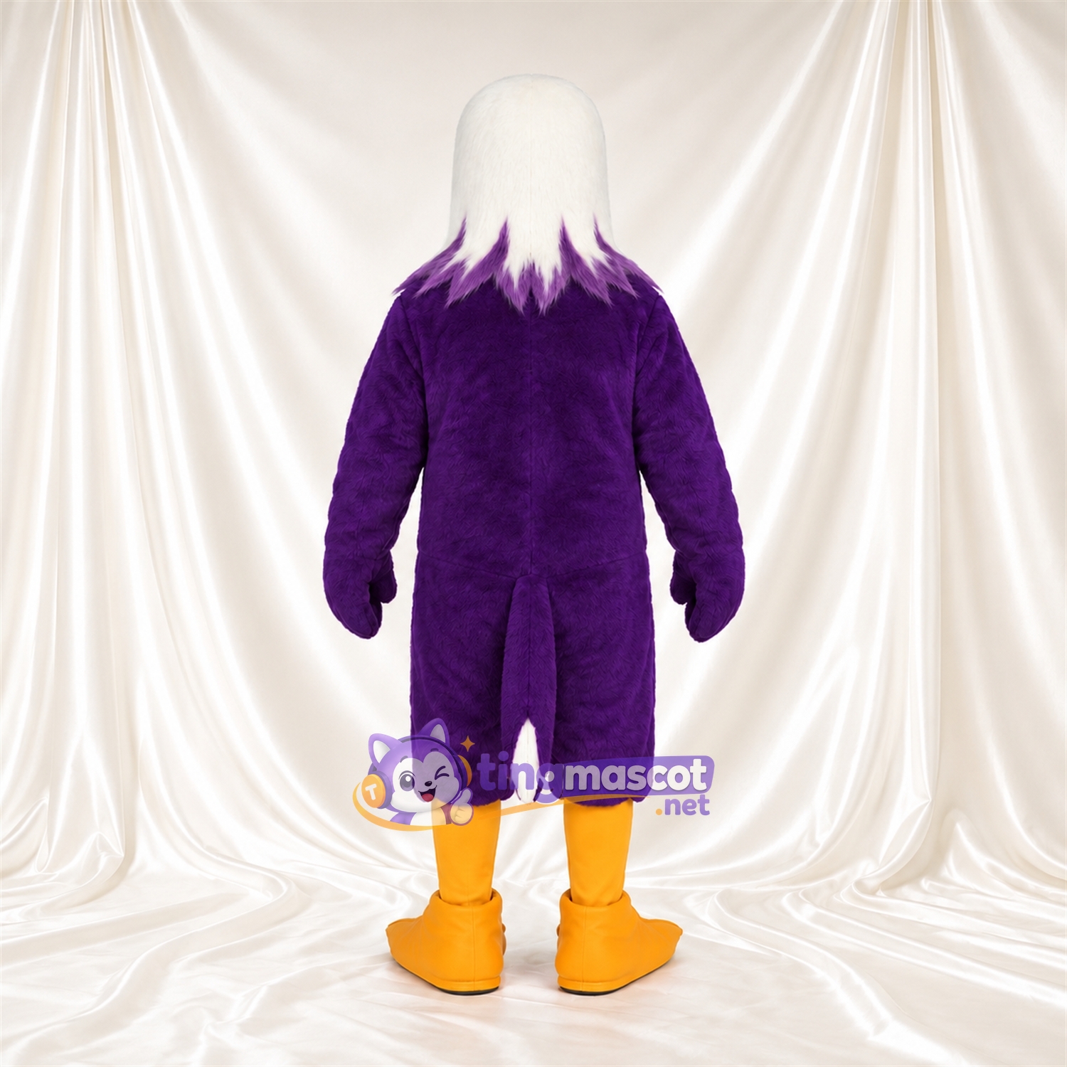 Costume de mascotte Aigle – violet – Tête (blanc); Pieds (orange)