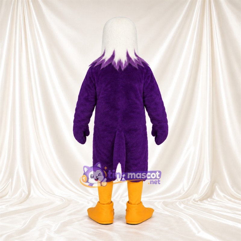 Costume de mascotte Aigle – violet – Tête (blanc); Pieds (orange)