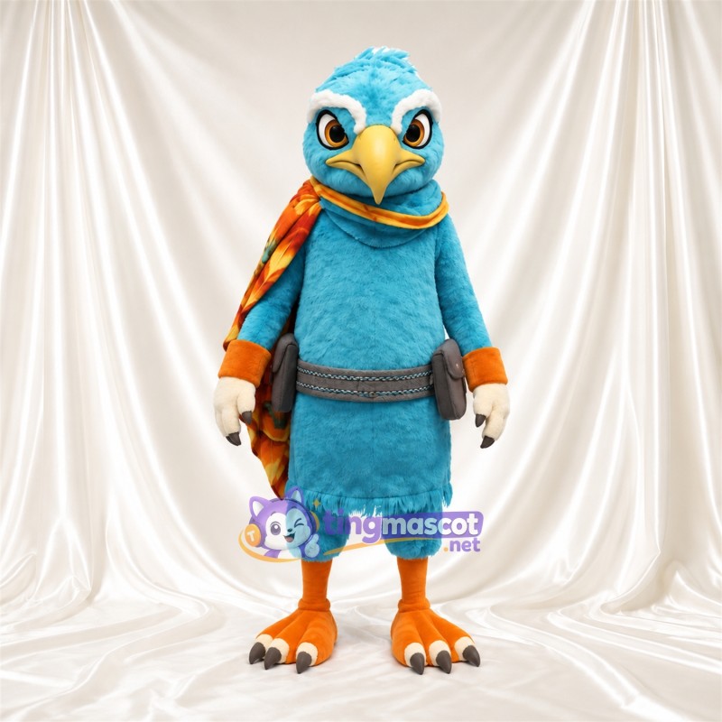 Turquoise Bird Mascot Costume - Multicolor Scarf and Utility Belt Turquoise Bird Mascot Costume - Multicolor Scarf and Utility Belt